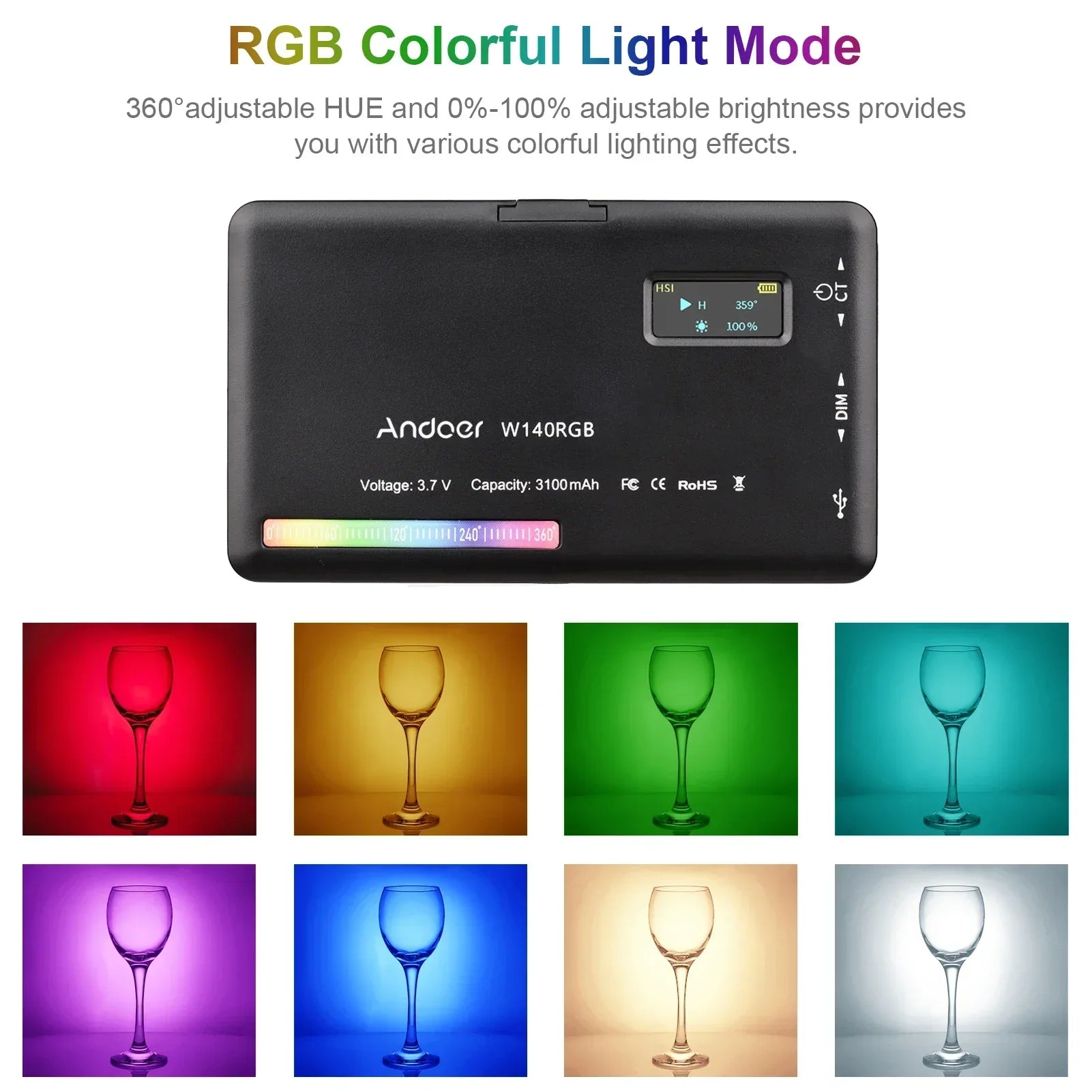 LED Video Light 2500-9000K for Vlog Live Streaming